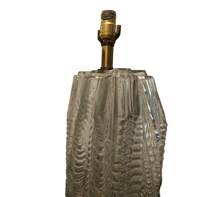 Glass Vintage Ice Glass Table Lamp Underwriters Laboratories Morris Greenspan Modern For Sale - Image 7 of 8