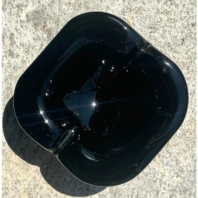 Vintage Boho Black Art Glass Bowl For Sale - Image 4 of 11