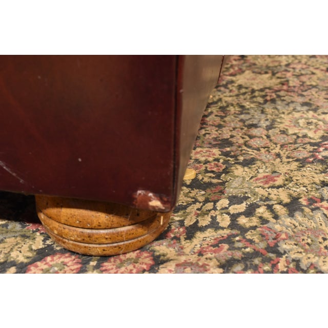 Burgundy Leather Tufted Chesterfield Sofa For Sale In Portland, OR - Image 6 of 6