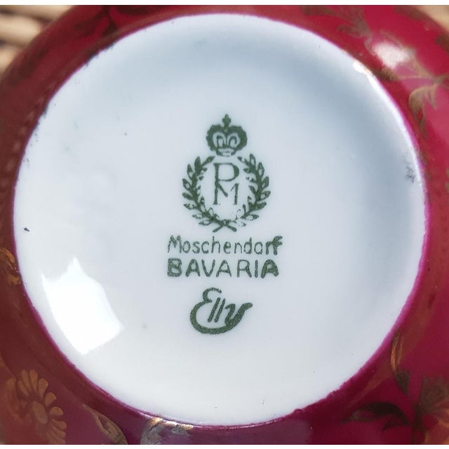 Hollywood Regency Gilded Porcelain Service Tete À Tete in Pink and Gold, Set of 5 For Sale - Image 3 of 4