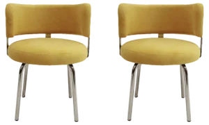 Set of Bauhaus Style Chairs in Yellow Cotton