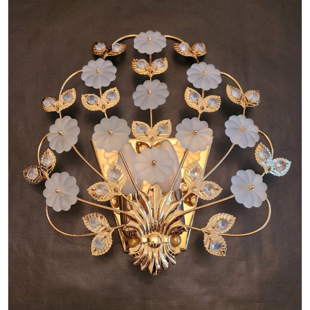 High-quality crystal wall lights, palwa wall lamps, crafted from gold-plated brass and intricately decorated with glass...