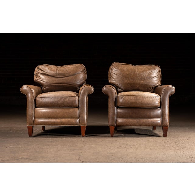 Pair of Vintage Leather Club Lounge Chairs For Sale - Image 4 of 8