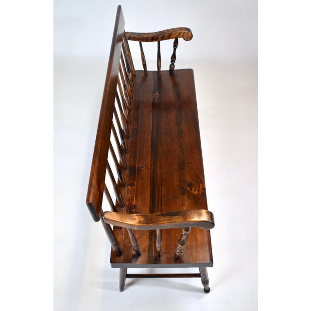 Wood American Pine Spindle Back Deacons Bench For Sale - Image 7 of 13