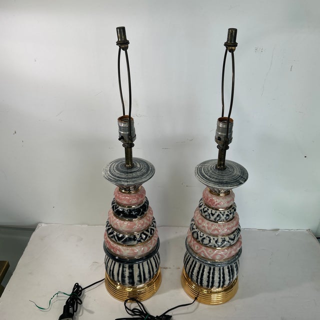 Pair of 50s Ceramic Lamps For Sale - Image 4 of 12
