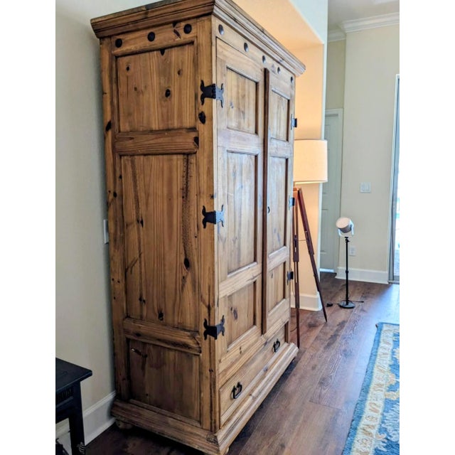 Spanish 1990s Spanish Colonial Pine Armoire For Sale - Image 3 of 6