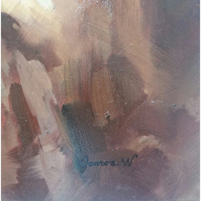 Figurative James W. - Young Girl Holding a Book, Oil on Canvas For Sale - Image 3 of 4