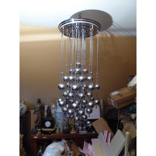 Silver Large Chrome Plated Luber Ball Chandelier by Verner Panton for J. Lüber Ag For Sale - Image 8 of 9