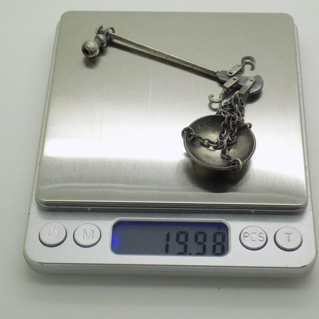 Silver Vintage Italian Sterling Silver 925 Handheld Steelyard Scale, 1970s For Sale - Image 8 of 11