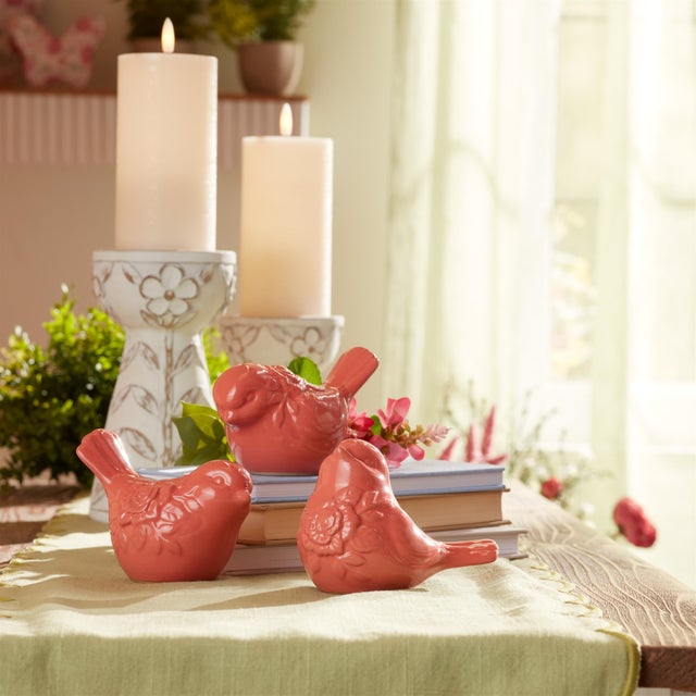 Ceramic Floral Bird Figurine (Set of 6) For Sale In Chicago - Image 6 of 7