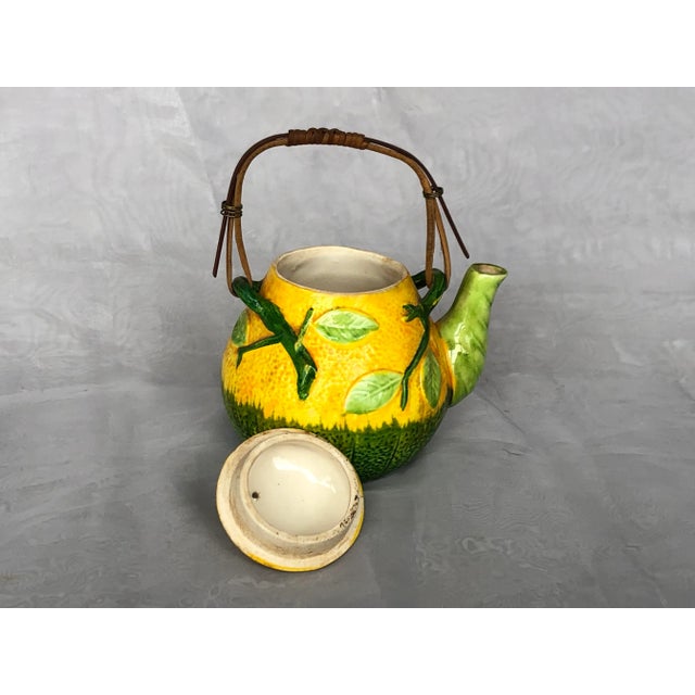 Decorative Ceramic Melon Fruit Teapot With Bamboo Handle For Sale In New York - Image 6 of 13