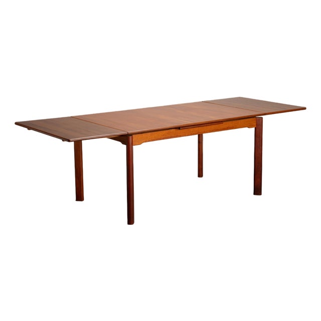 Scandinavian Modern Danish Swedish Teak Extendable Dining Table For Sale