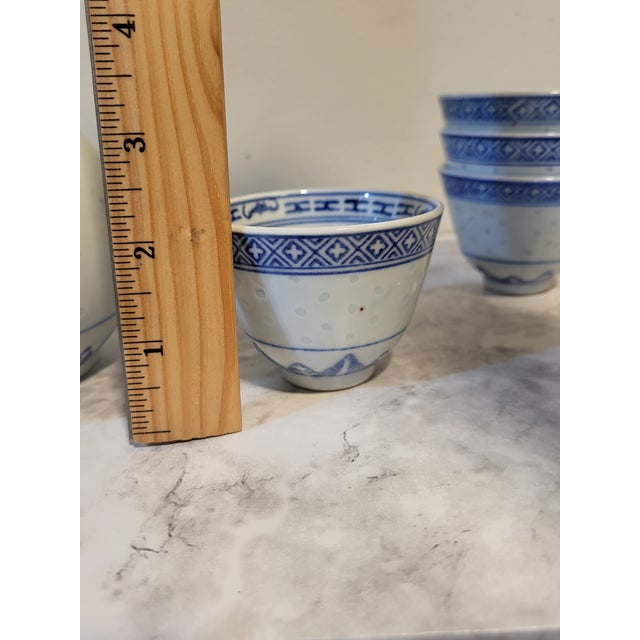 1980s Chinese Floral Porcelain Translucent Rice Grain - Set of 5 For Sale - Image 15 of 15