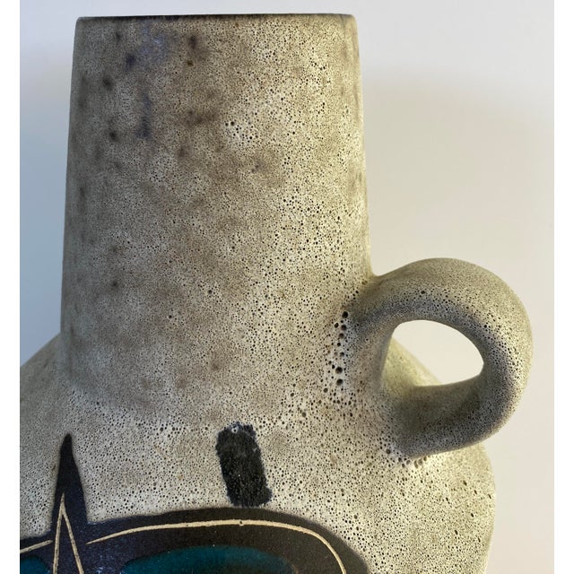 Ceramic Large Mid-Century Modern West German Ceramic Vase, Abstract With Handle For Sale - Image 7 of 9