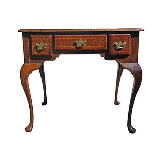 19th Century English Burl Wood Lowboy with Compass Inlay For Sale