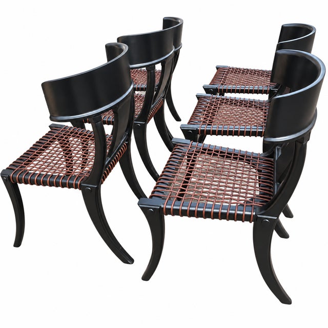 Modern Klismos Ebony Dining Chairs - Set of 6 For Sale - Image 4 of 7