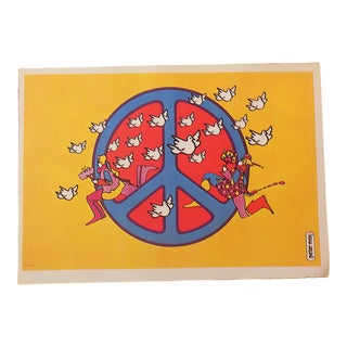 Vintage 20th C. Lithograph-Peter Max Poster-C.1970-Peace Symbol For Sale