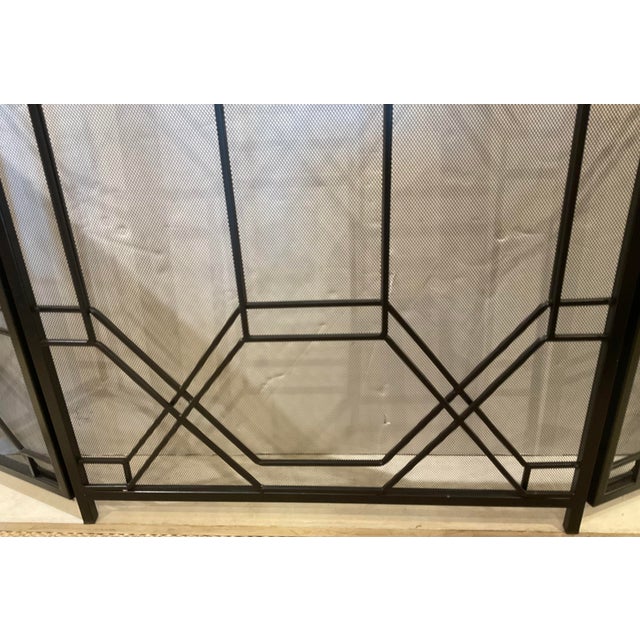 Timeless Mod Geometric Black Metal Fire Screen, showroom floor sample