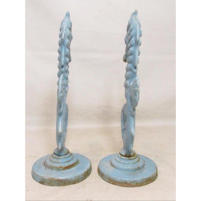 Metal Pair of Vintage English Cast Iron Seahorses For Sale - Image 7 of 17