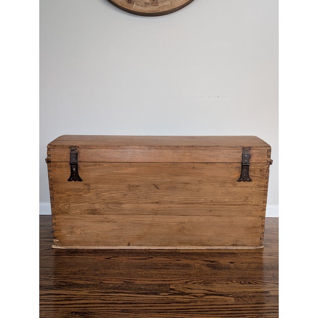 Antique Continental Pine Domed-Top Blanket Chest/Trunk For Sale - Image 9 of 14