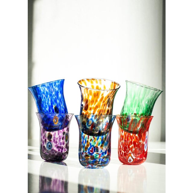 Stupendous set of water glasses: also perfect for Spritz: Six different Murano colors. A fantastic example of handcrafted...
