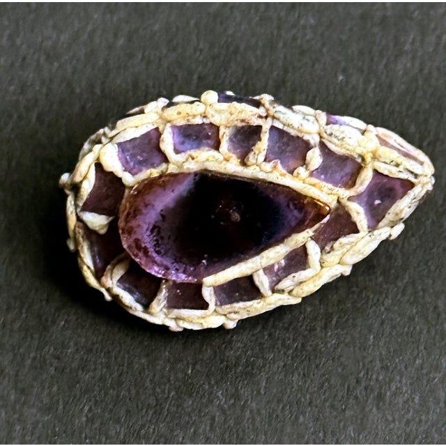 French Talosel Brooch with Glass Inlay by Line Vautrin Branded For Sale - Image 4 of 12