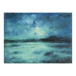 Moon Over the Ocean - Seascape by Vasil Papkov For Sale