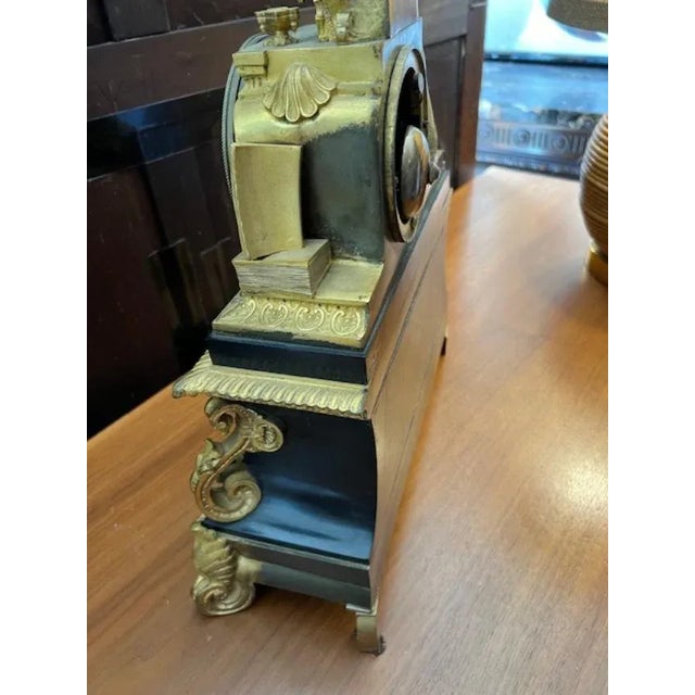 Antique French Bronze Mantle Clock For Sale - Image 4 of 7