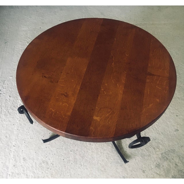 Rustic Oak and Wrought Iron Coffee Table, Belgium, 1950s For Sale - Image 12 of 15
