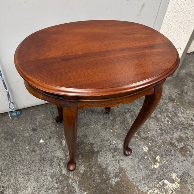 Hekman Furniture Queen Anne Cherry Wood Side Table For Sale - Image 10 of 12