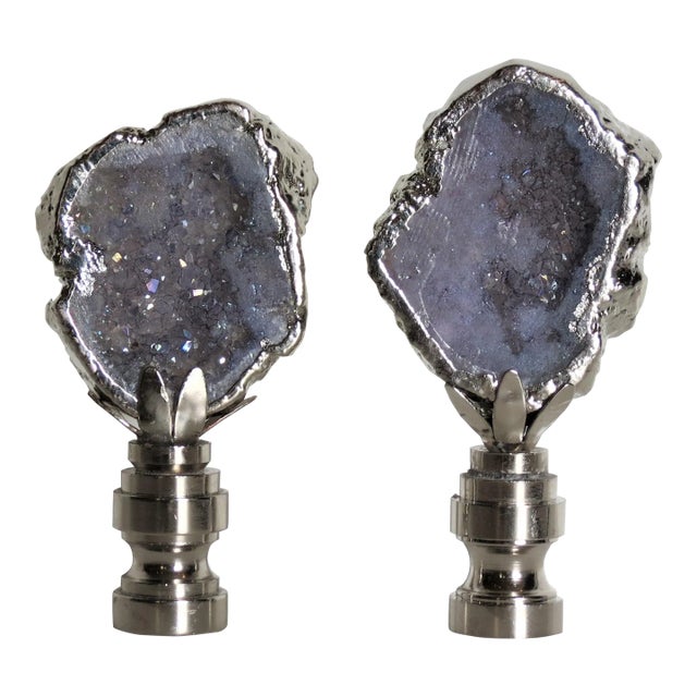 Violet Gemstone Finials in Silver, Black Box Collections by C. Damien Fox - a Pair For Sale