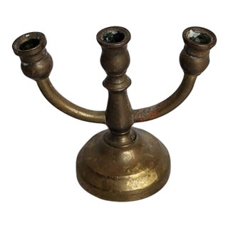 1980s Miniature Brass 3-Arm Candelabra Dollhouse Furniture For Sale