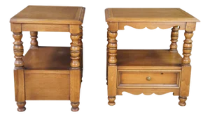 Vintage Drexel American Treasury Country Pine 2 Tier Nightstands Side Tables Pair