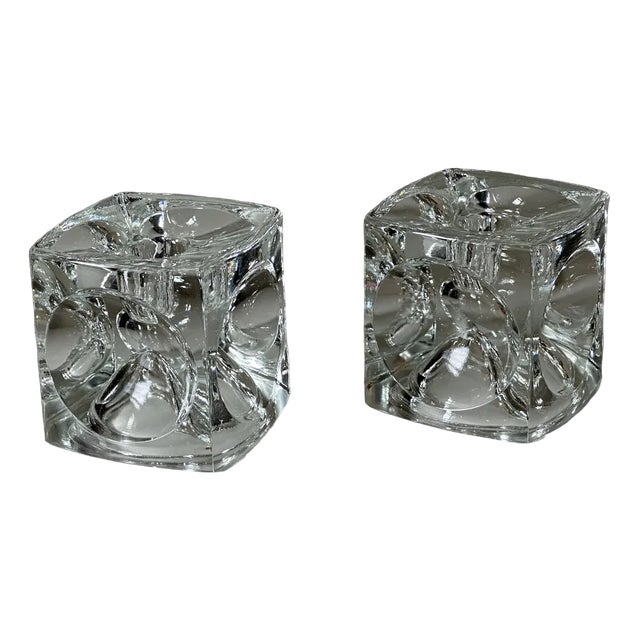Ice Cube Candlesticks by Peill and Putzler, 1970s, Set of 2 For Sale