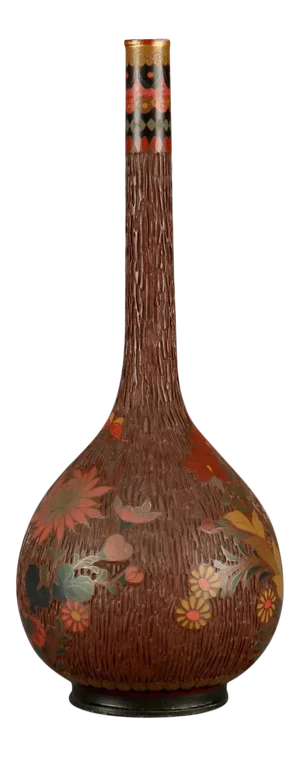 Antique Chinese Floral Cloisonné Enameled Bud Vase