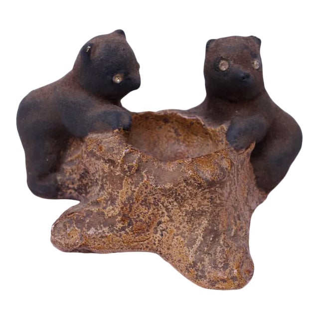 Vintage Chalkware Bear Cub Sculpture For Sale