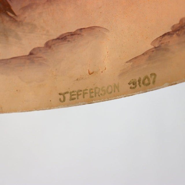 Arts & Crafts Antique Jefferson Textured Reverse Painted Landscape Table Lamp C1920 For Sale - Image 3 of 14