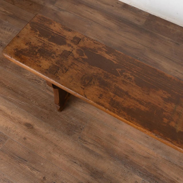 Late 19th Century 19th Century Rustic Long Pine Backless Bench From Hungary For Sale - Image 5 of 17
