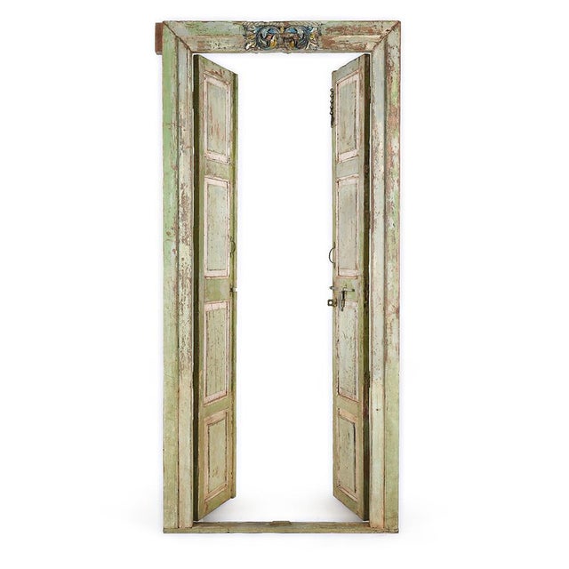 Patinated Wooden Door, in Very Good conditions. This piece is designed in the style of the selected designer and/or...