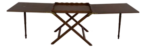 Late 20th Century British Colonial Style Mahogany Folding Tray Table With Brass Hardware