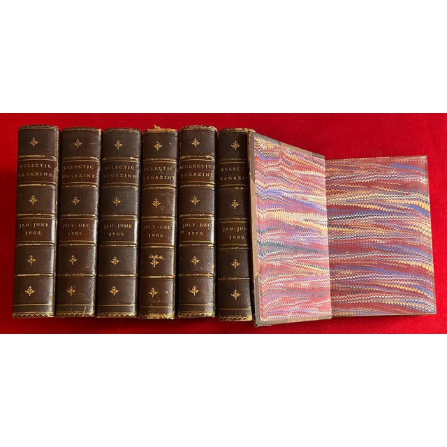 Victorian Fine Leather Bindings - Civil War Era Books - Eclectic Magazine Published in New York City - 7 Volumes For Sale - Image 3 of 11