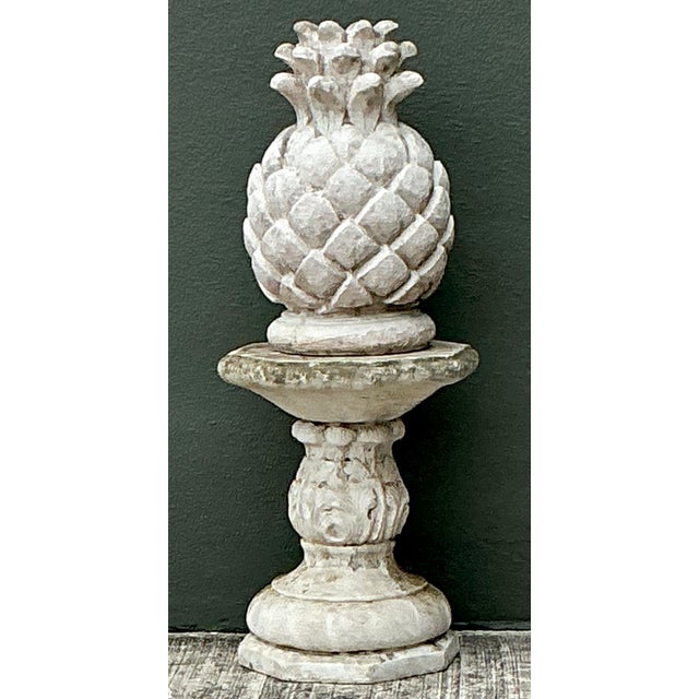 Vintage Cast Concrete Pineapple on Pedestal For Sale - Image 10 of 12