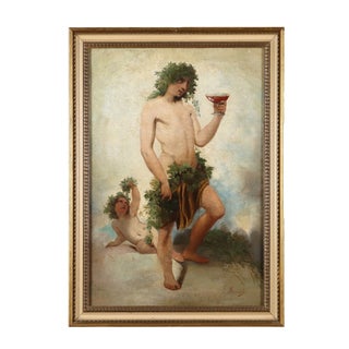 G. Muzzioli, Drunk Bacchus, 19th Century, Oil on Canvas, Framed For Sale
