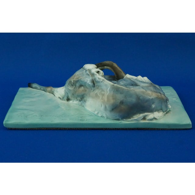Stoneware Sculpture of a Reclining Ibex by Guido Cacciapuoti, Italy, 1920s For Sale - Image 6 of 18