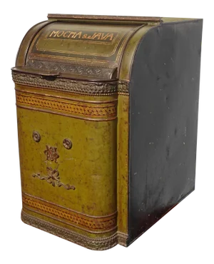 Large Green Coffee Bin 19th Century Toleware by Henry Troemner of Phily Pa