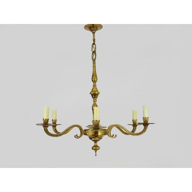 1970s Bronze 6-Light Chandelier, 1970s For Sale - Image 5 of 10