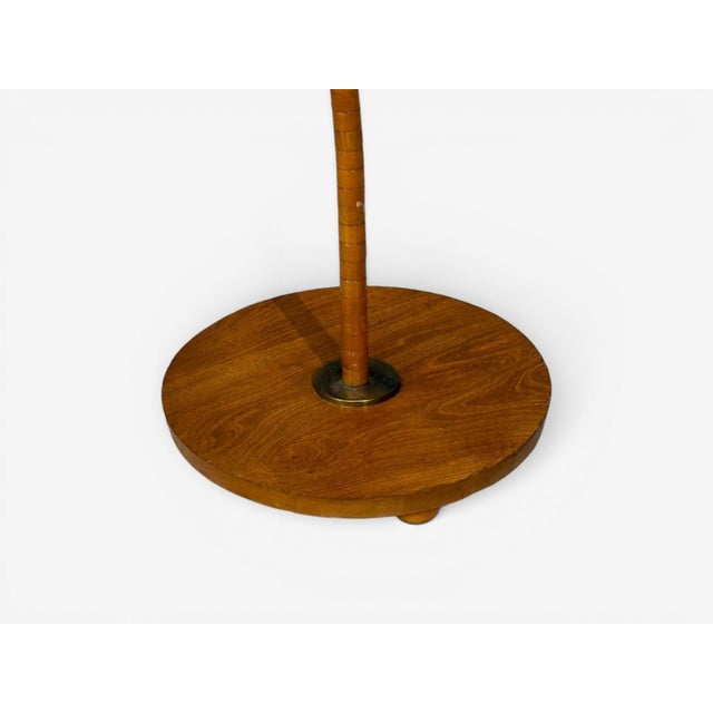 1930s Mid Century Modern, Organic Floor Lamp, Wood, Silk, Sweden For Sale - Image 10 of 12