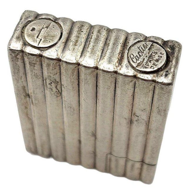 Silver 1930s Art Deco Sterling Silver Petrol Lift Lighter by Cartier Paris Derose For Sale - Image 8 of 8
