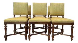 Napoleon III Chairs in Walnut and Fabric, Set of 6