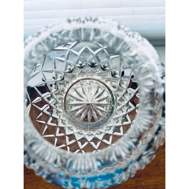 VTG 1980’s Large Clear Cut Lead Crystal Rose Bowl For Sale - Image 4 of 8